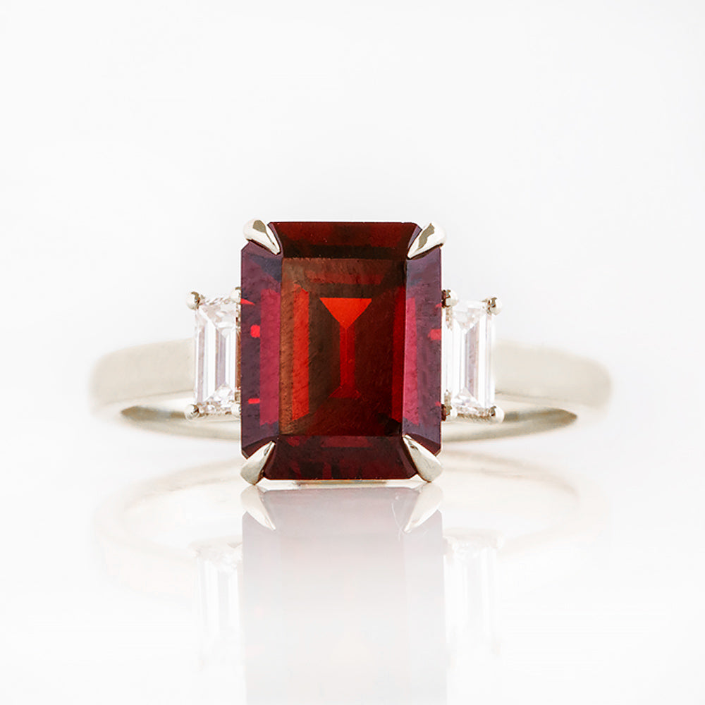 Lisa, Garnet and Lab Diamond Ring