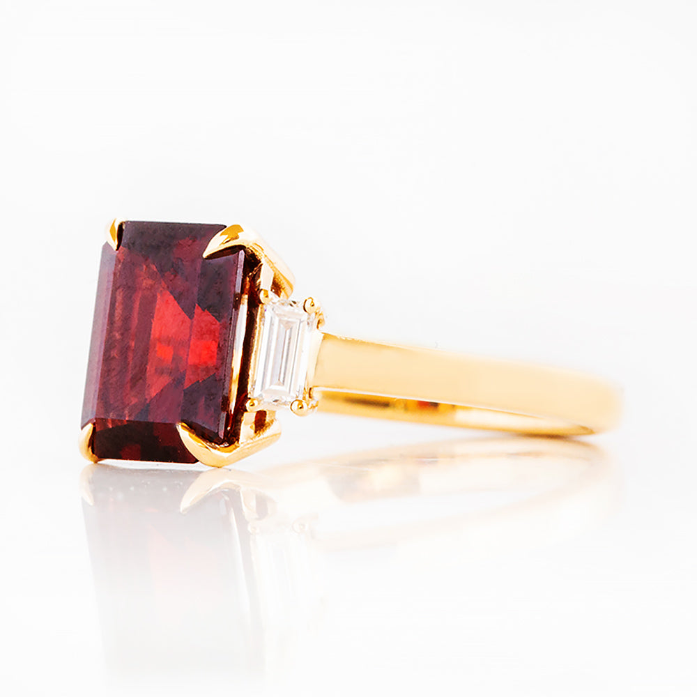 Lisa, Garnet and Lab Diamond Ring