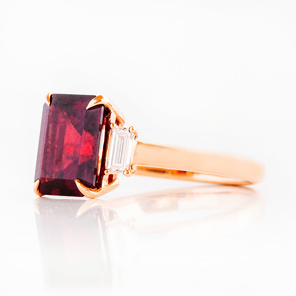 Lisa, Garnet and Lab Diamond Ring