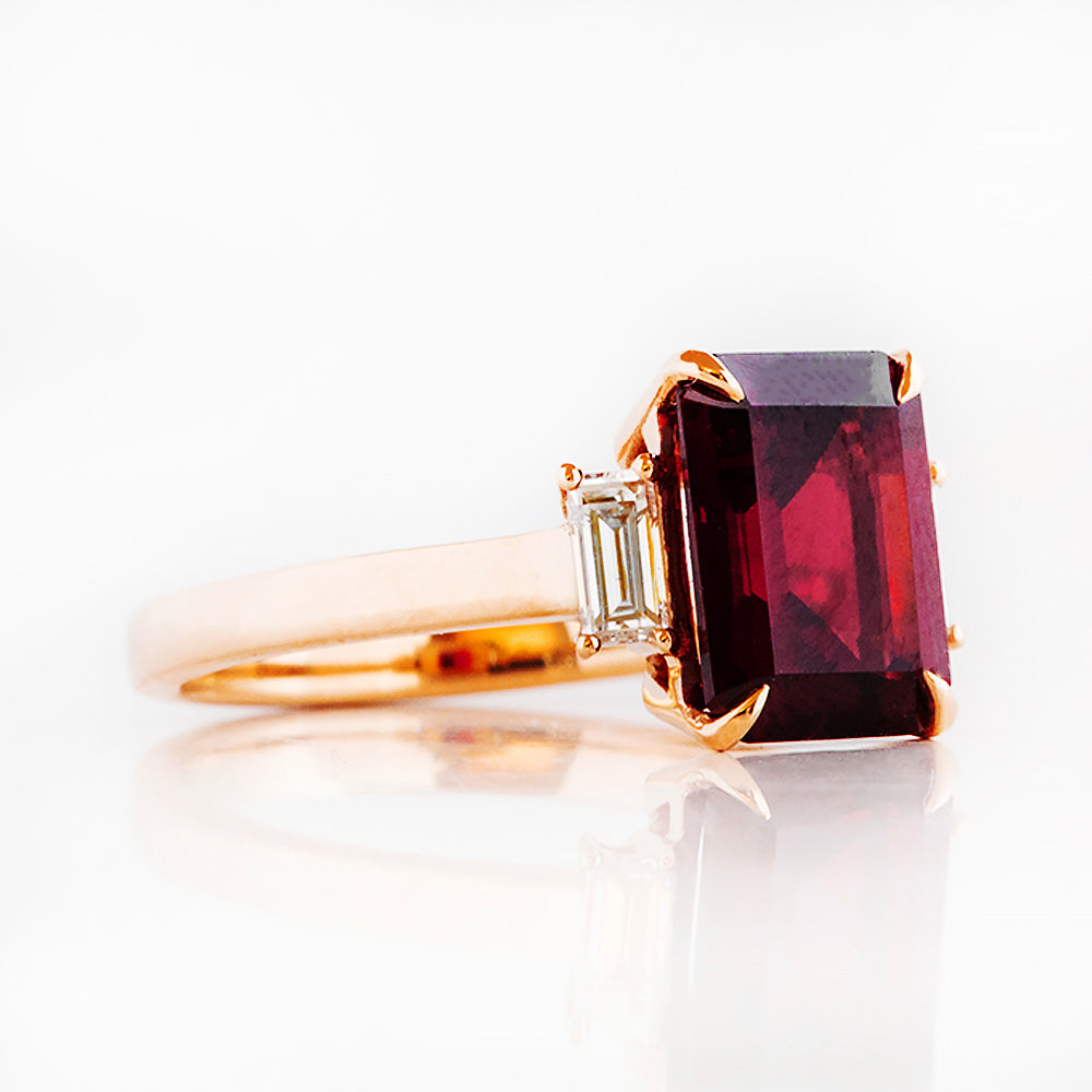 Lisa, Garnet and Lab Diamond Ring