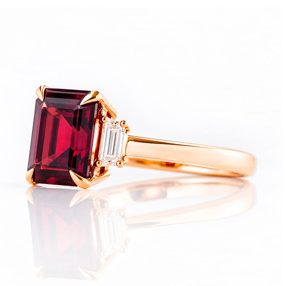Lisa, Garnet and Lab Diamond Ring - Victoria's Jewellery