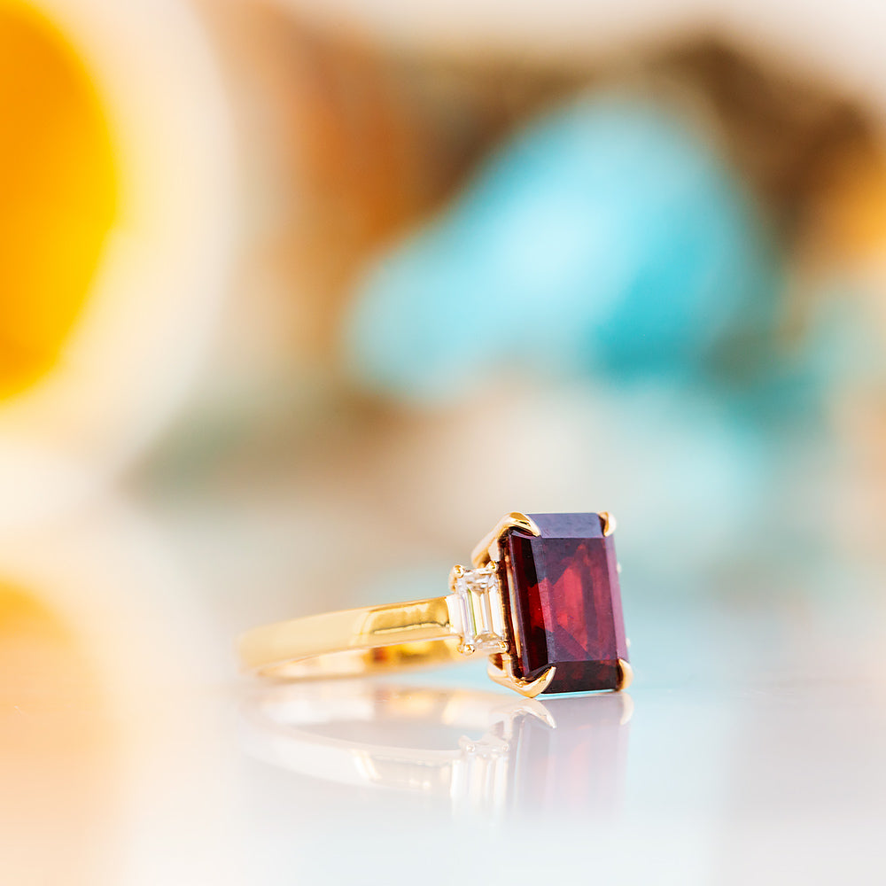 Lisa, Garnet and Lab Diamond Ring