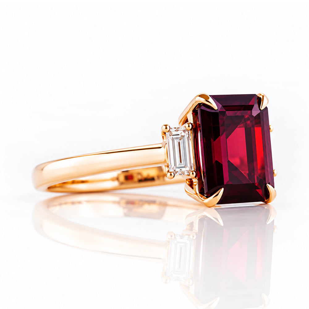 Lisa, Garnet and Lab Diamond Ring - Victoria's Jewellery