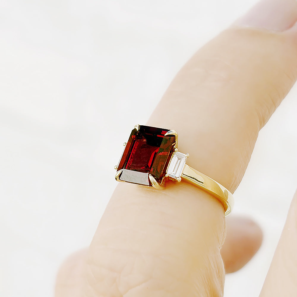 Lisa, Garnet and Lab Diamond Ring