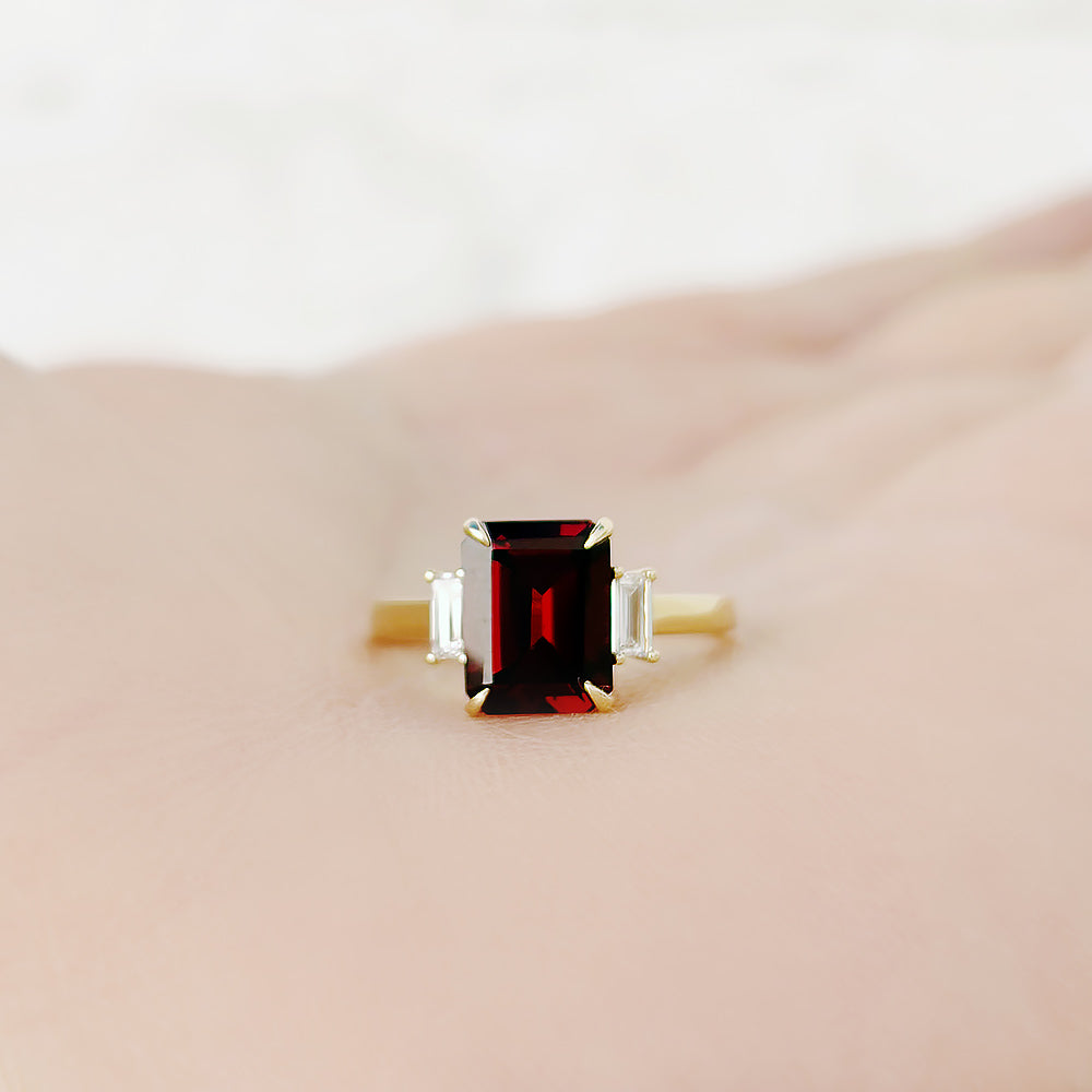 Lisa, Garnet and Lab Diamond Ring