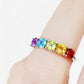 Round cut Rainbow Semi-Precious Gemstone half eternity anniversary ring in White Gold - Victoria's Jewellery