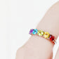 Round cut Rainbow Semi-Precious Gemstone half eternity anniversary ring in White Gold - Victoria's Jewellery