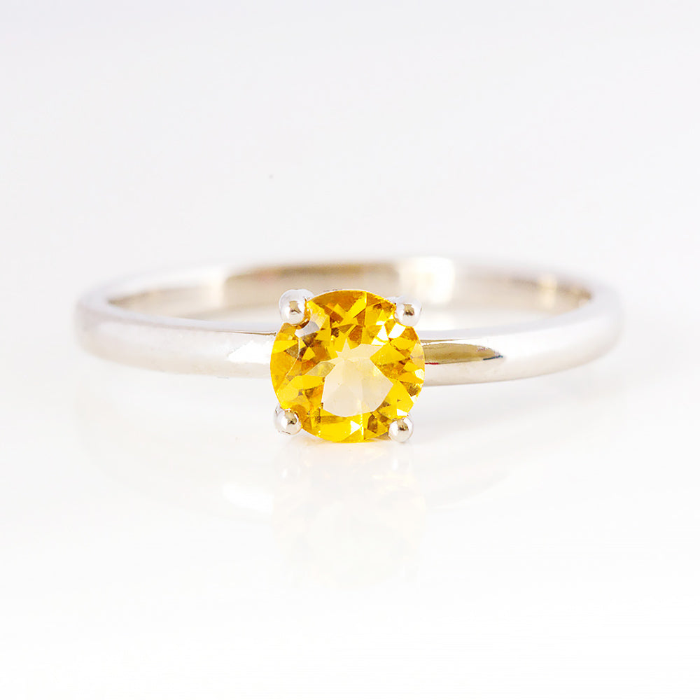 Lina, a Round cut Citrine Solitaire Ring