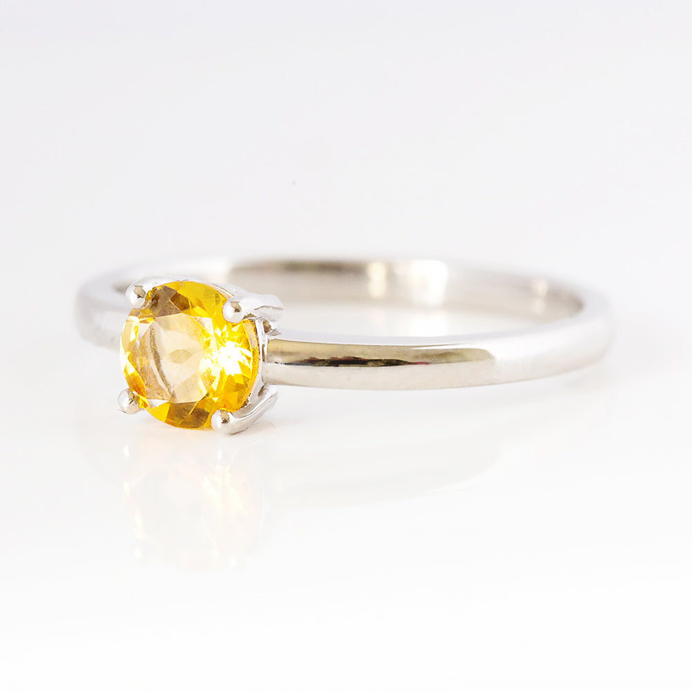 Lina, a Round cut Citrine Solitaire Ring
