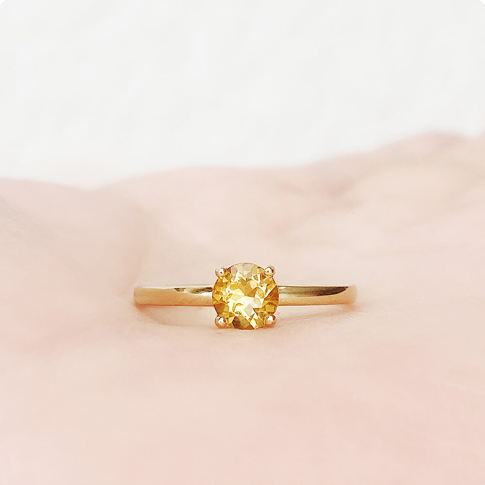 Lina, a Round cut Citrine Solitaire Ring