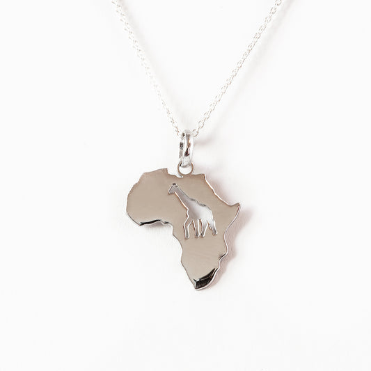 Africa Map Pendant with Giraffe cut-out