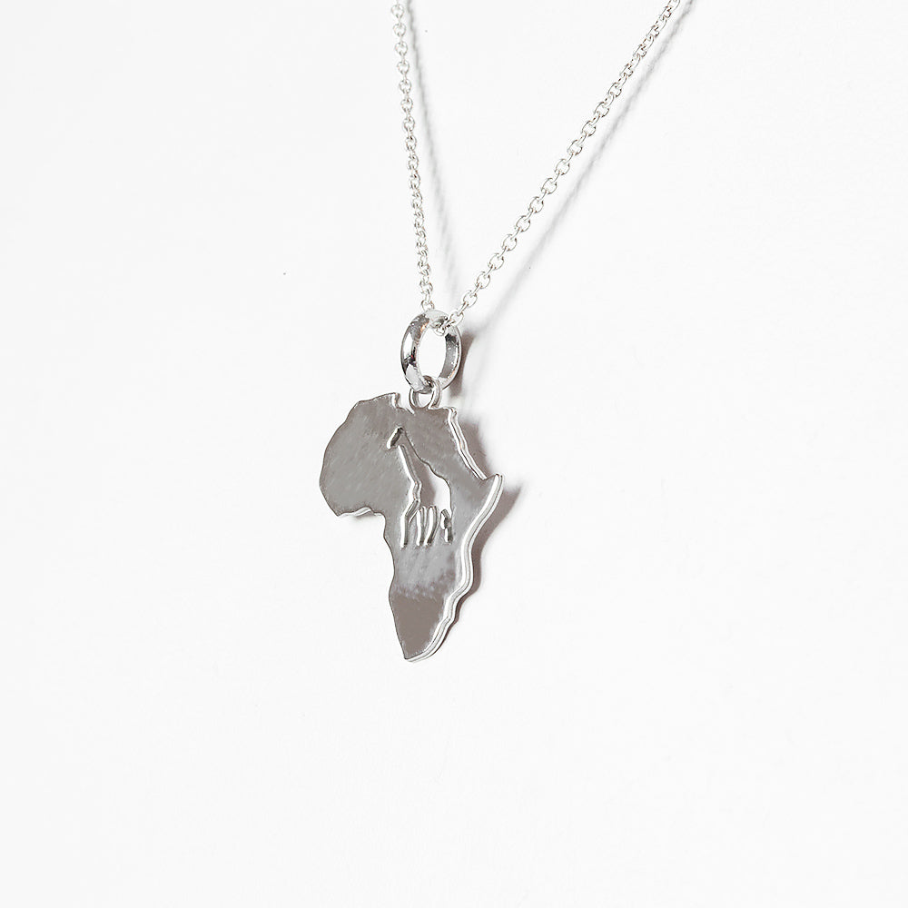 Africa Map Pendant with Giraffe cut-out