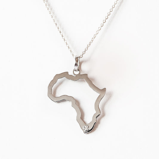 Africa Outline Map with Diamond
