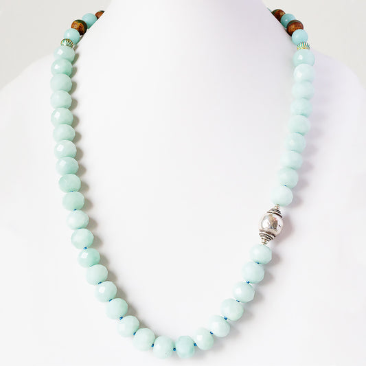 Mint Green Amazonite Necklace with Sterling Silver Accent - Victoria's Jewellery