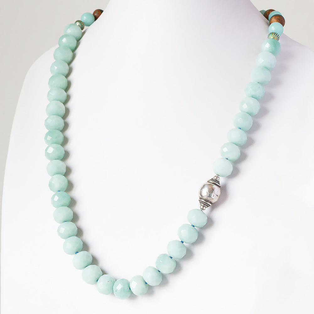 Mint Green Amazonite Necklace with Sterling Silver Accent - Victoria's Jewellery