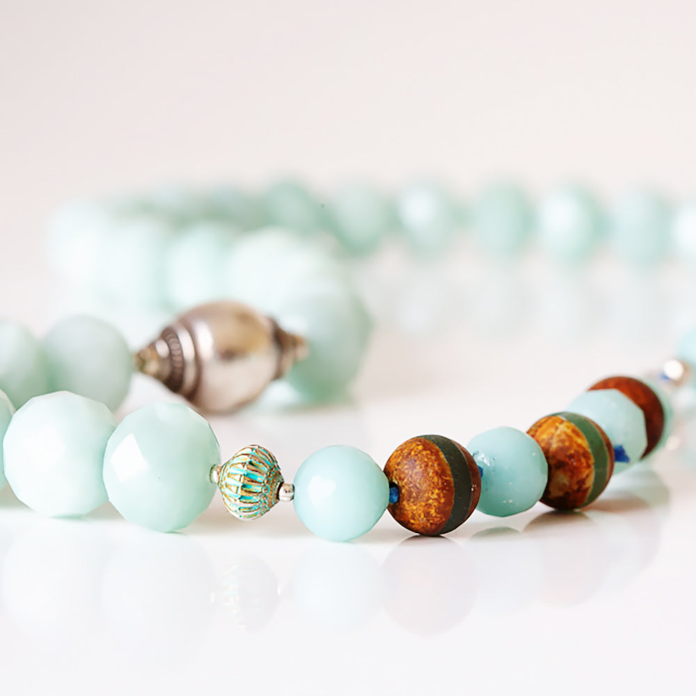 Mint Green Amazonite Necklace with Sterling Silver Accent - Victoria's Jewellery