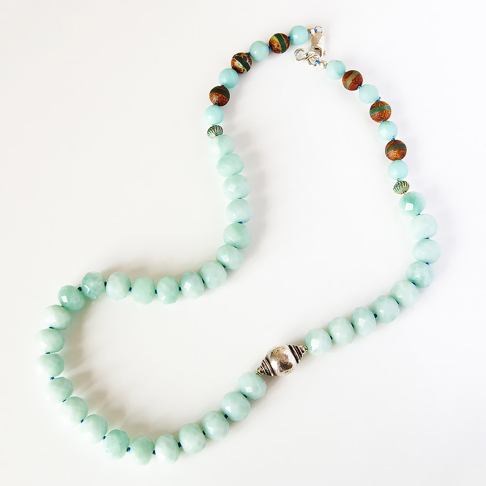 Mint Green Amazonite Necklace with Sterling Silver Accent - Victoria's Jewellery