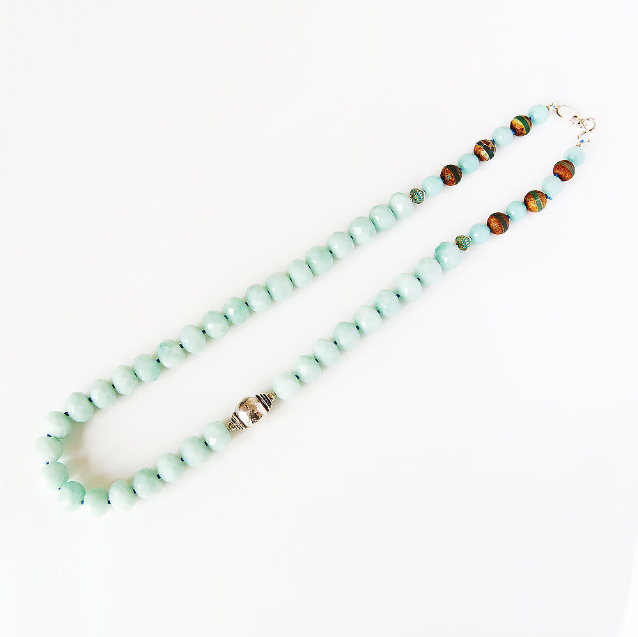 Mint Green Amazonite Necklace with Sterling Silver Accent - Victoria's Jewellery