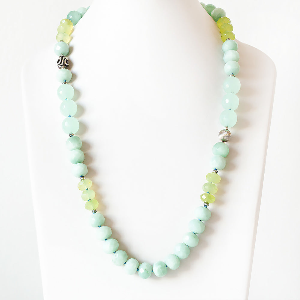 The Minty, Amazonite and Prehnite Bead Necklace with Sterling Silver Details - Victoria's Jewellery