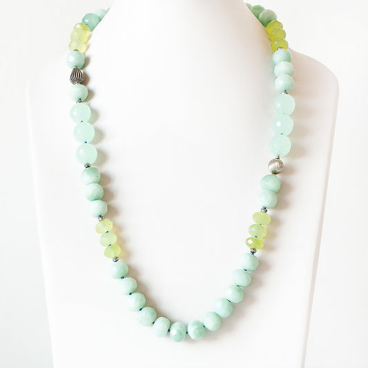 The Minty, Amazonite and Prehnite Bead Necklace with Sterling Silver Details - Victoria's Jewellery