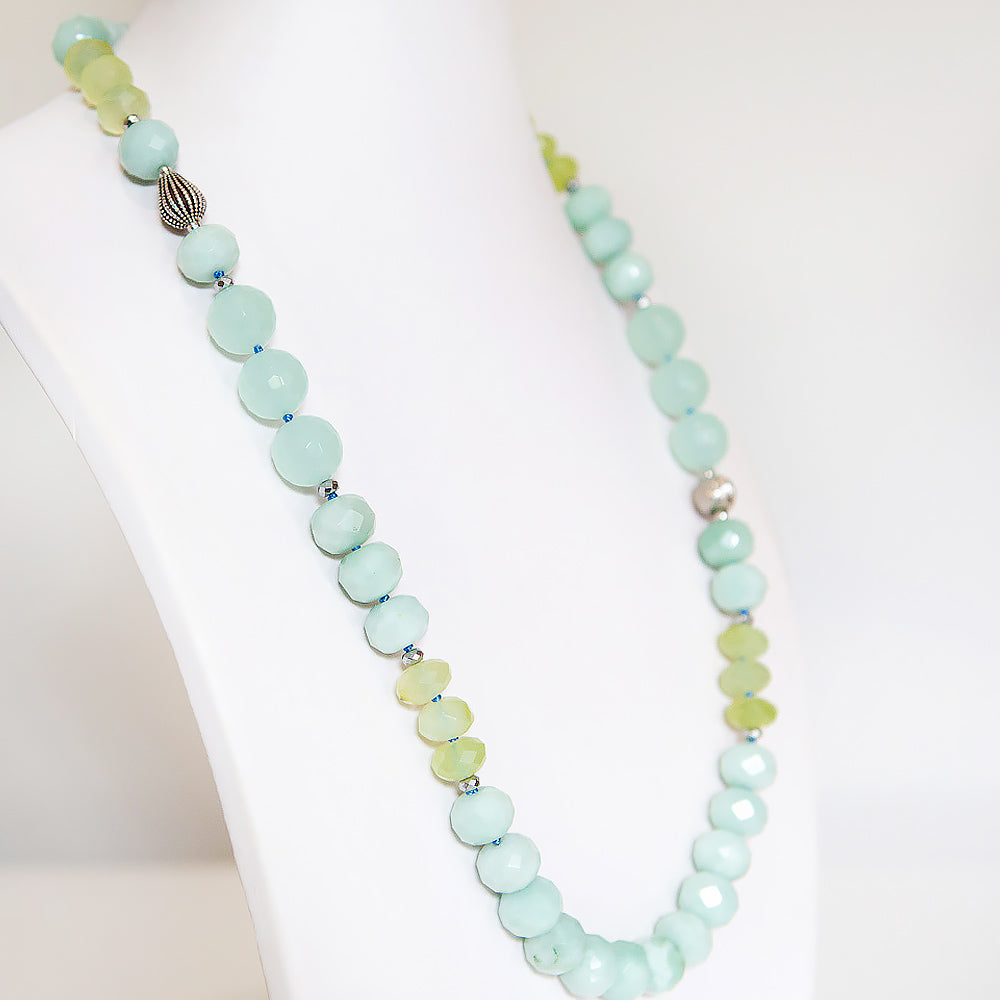 The Minty, Amazonite and Prehnite Bead Necklace with Sterling Silver Details - Victoria's Jewellery