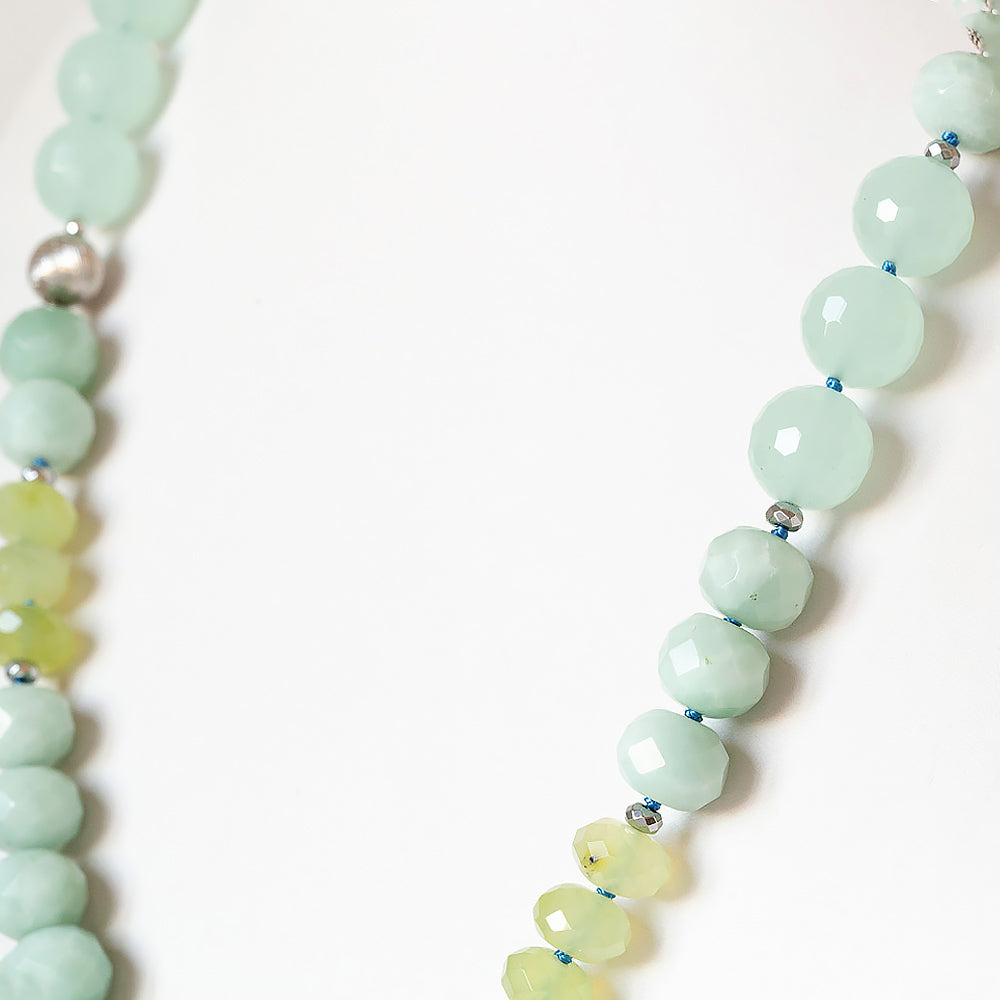 The Minty, Amazonite and Prehnite Bead Necklace with Sterling Silver Details - Victoria's Jewellery