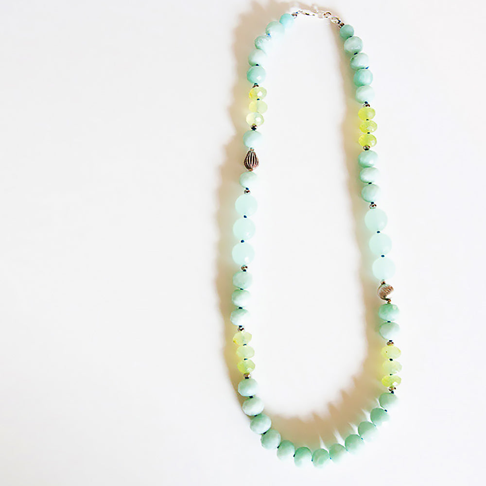 The Minty, Amazonite and Prehnite Bead Necklace with Sterling Silver Details - Victoria's Jewellery