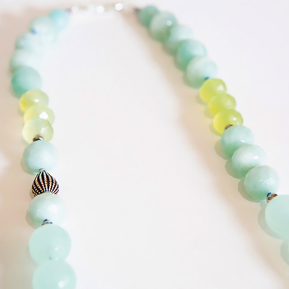 The Minty, Amazonite and Prehnite Bead Necklace with Sterling Silver Details - Victoria's Jewellery