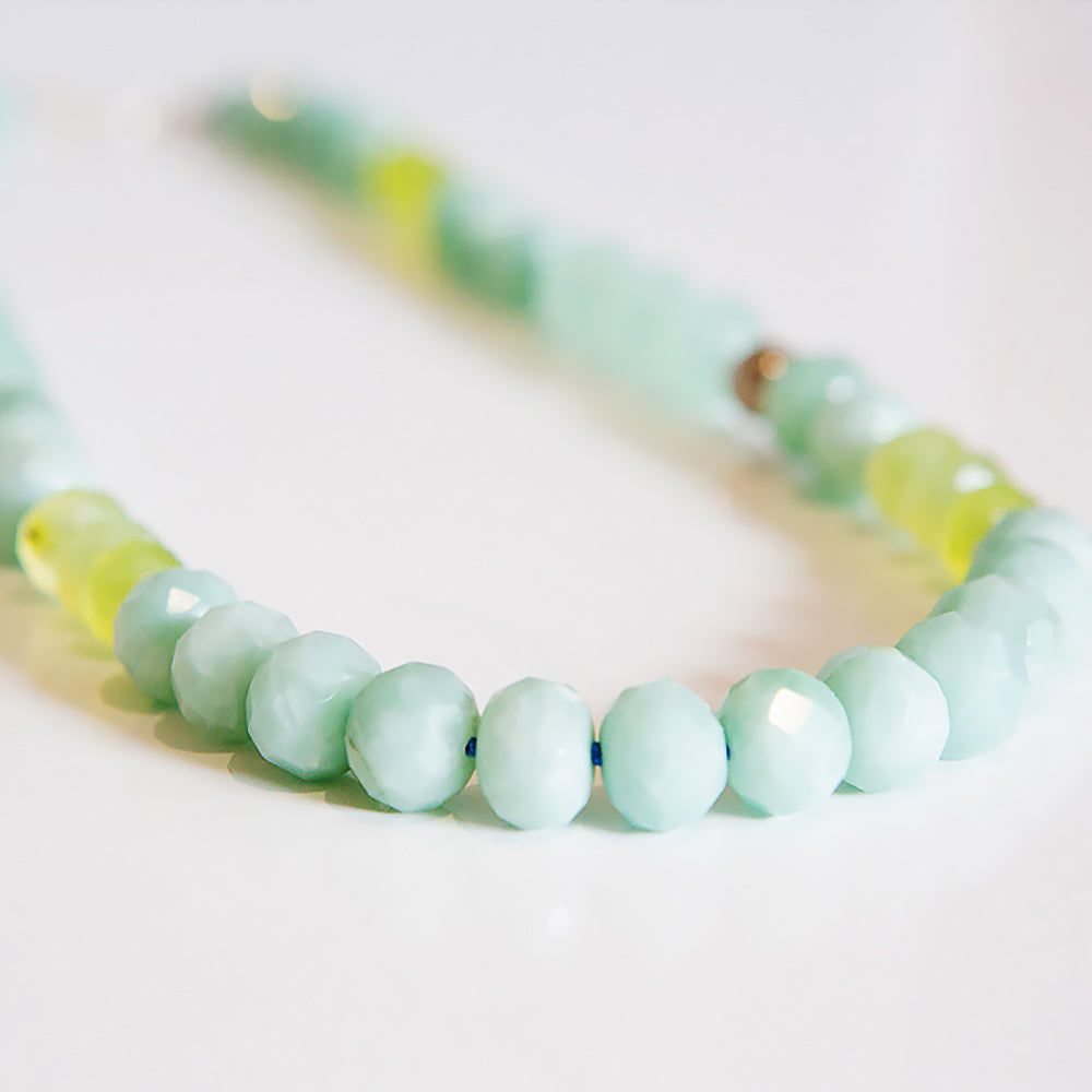 The Minty, Amazonite and Prehnite Bead Necklace with Sterling Silver Details - Victoria's Jewellery