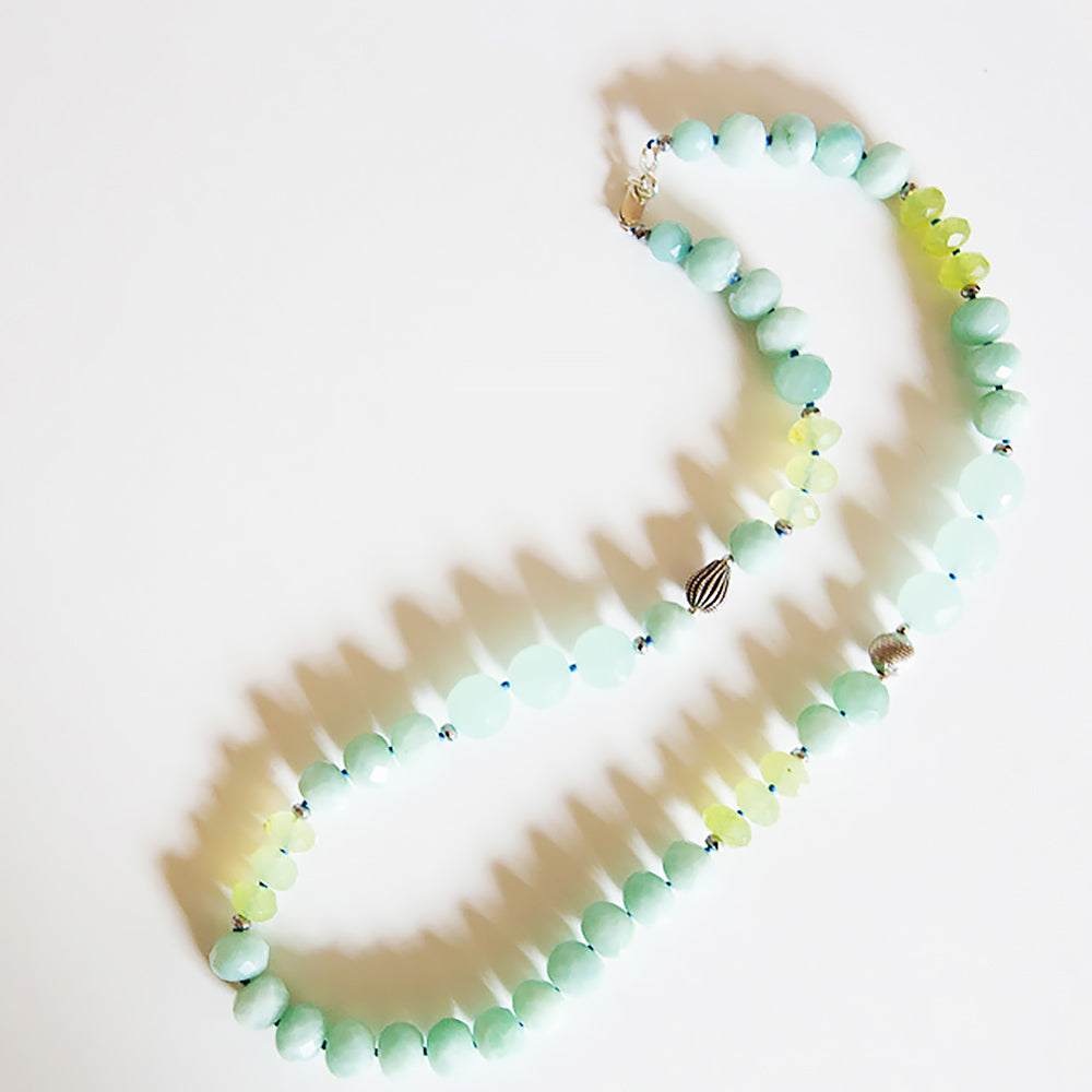 The Minty, Amazonite and Prehnite Bead Necklace with Sterling Silver Details - Victoria's Jewellery