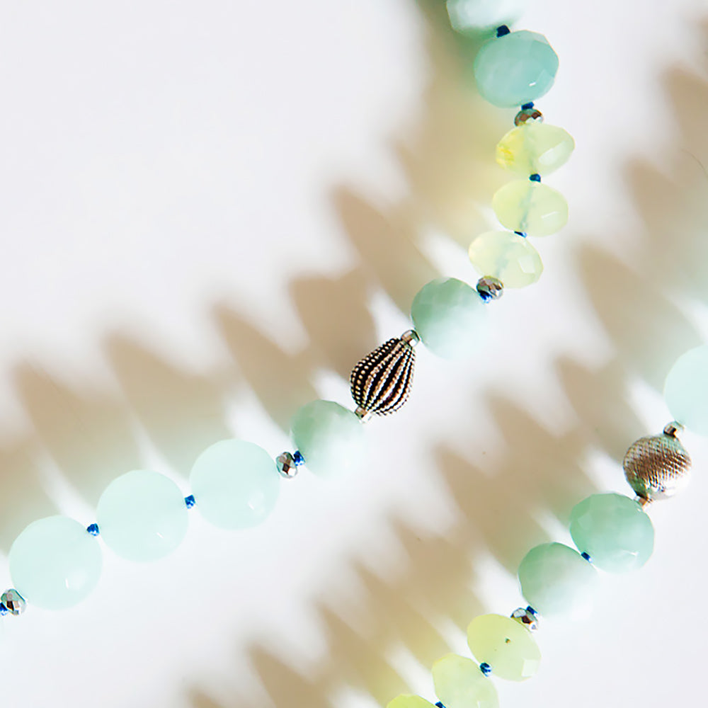 The Minty, Amazonite and Prehnite Bead Necklace with Sterling Silver Details - Victoria's Jewellery