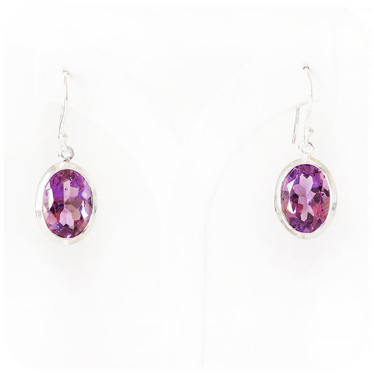 Oval cut Amethyst Drop Earrings