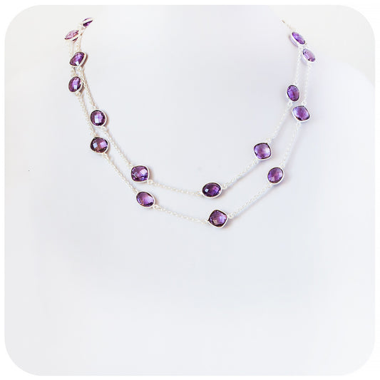 Oval and Pillow cut Purple Amethyst Necklace - Victoria's Jewellery