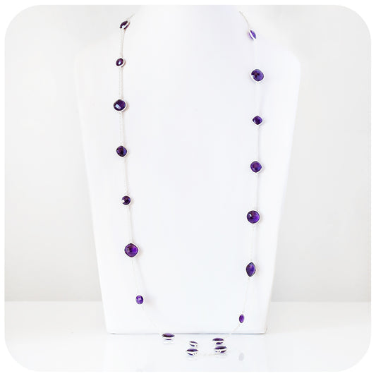 Mixed Round and Pillow Amethyst Necklace