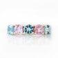 Pink Morganite and Aquamarine Half Eternity Anniversary Ring - Victoria's Jewellery