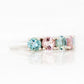 Pink Morganite and Aquamarine Half Eternity Anniversary Ring - Victoria's Jewellery