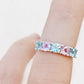 Pink Morganite and Aquamarine Half Eternity Anniversary Ring - Victoria's Jewellery