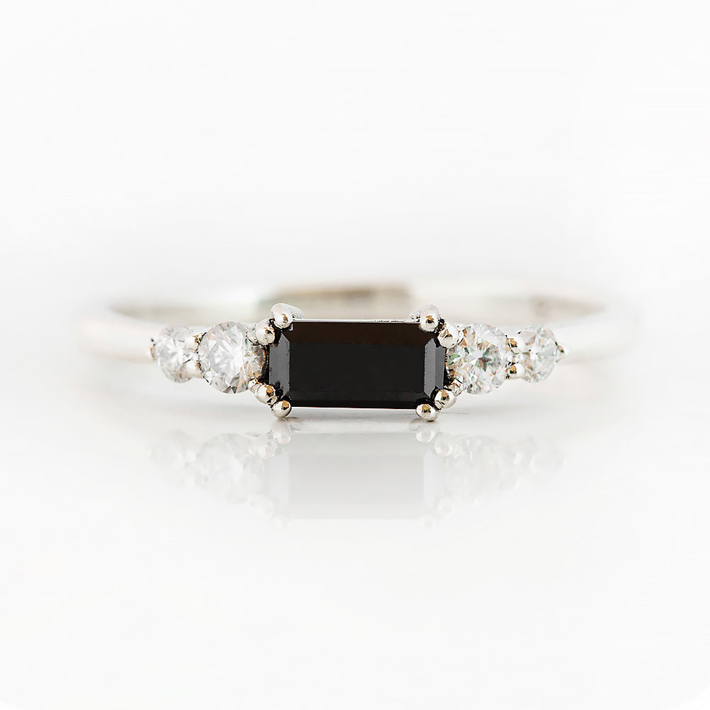 Lila, Baguette cut Half Eternity Stack Ring - Victoria's Jewellery