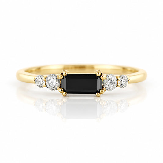 Lila, Baguette cut Half Eternity Stack Ring - Victoria's Jewellery