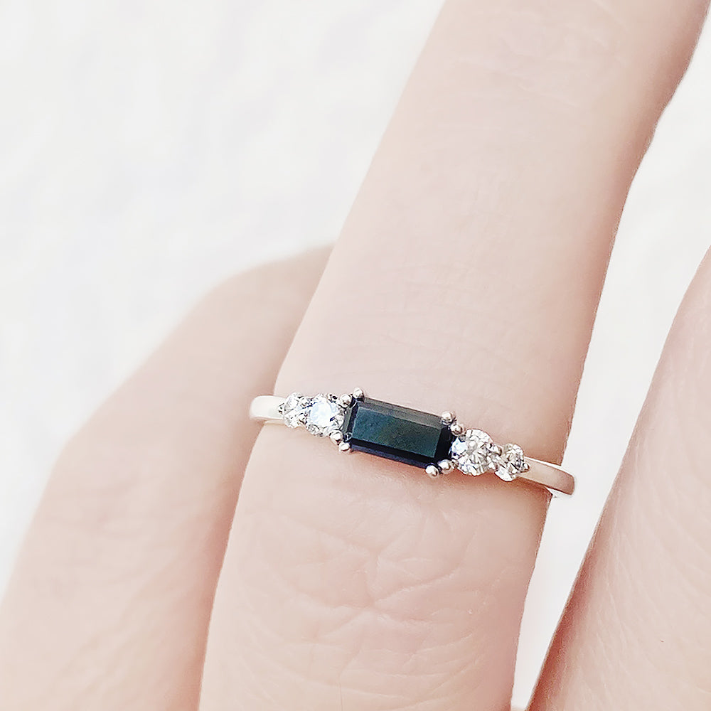 Lila, Baguette cut Half Eternity Stack Ring - Victoria's Jewellery