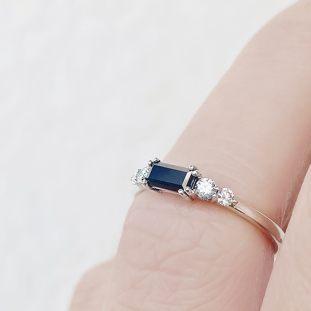 Lila, Baguette cut Half Eternity Stack Ring - Victoria's Jewellery