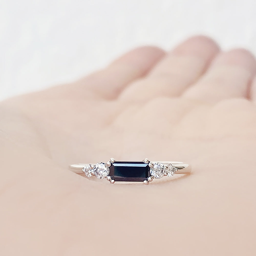 Lila, Baguette cut Half Eternity Stack Ring - Victoria's Jewellery