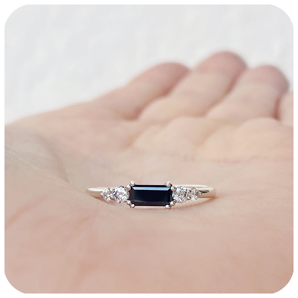 baguette and brilliant round cut moissanite wedding band or stack ring - Victoria's Jewellery