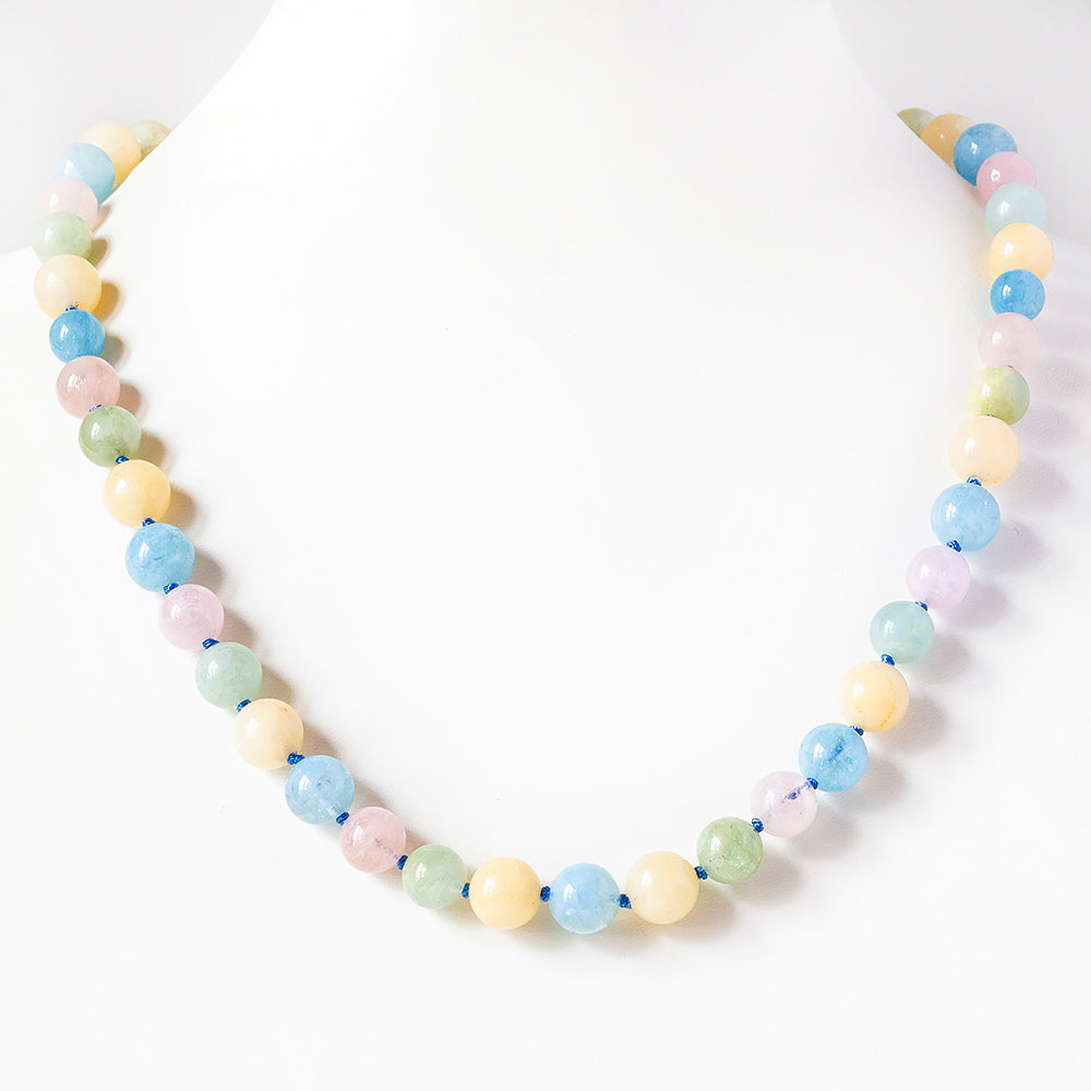 Pink Morganite, Blue, Green and Yellow Beryl Necklace