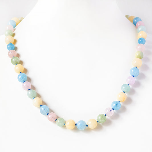 Pink Morganite, Blue, Green and Yellow Beryl Necklace