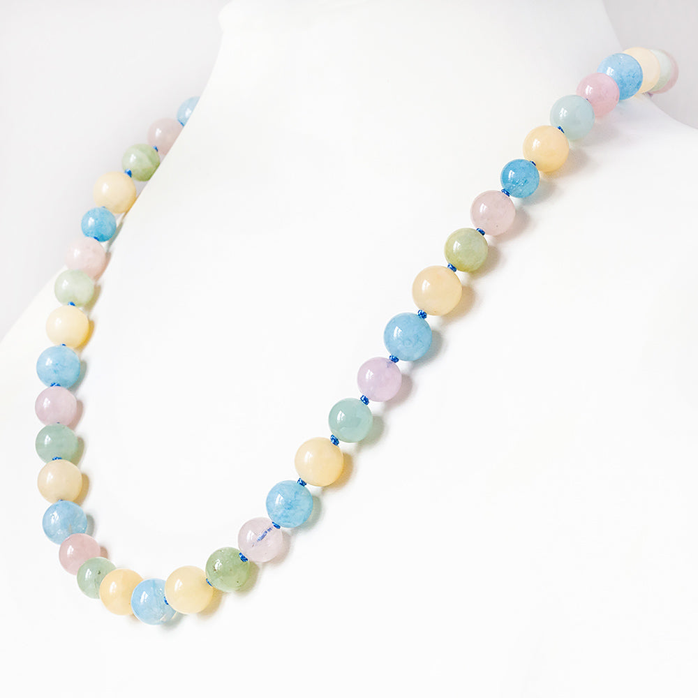 Pink Morganite, Blue, Green and Yellow Beryl Necklace