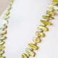 Green Biwa Tooth Pearls with Green Fresh Water Pearl Necklace - 58cm - Victoria's Jewellery