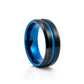 Wyatt, The Blue Groove and Matt Black Surface Tungsten Ring - 8mm