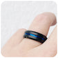 Wyatt, The Blue Groove and Matt Black Surface Tungsten Ring - 8mm