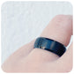 Black brushed tungsten mens ring with bright blue aluminium inner - Victoria's Jewellery